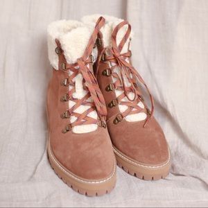 renvy myra faux fur trim suede hiking boots
